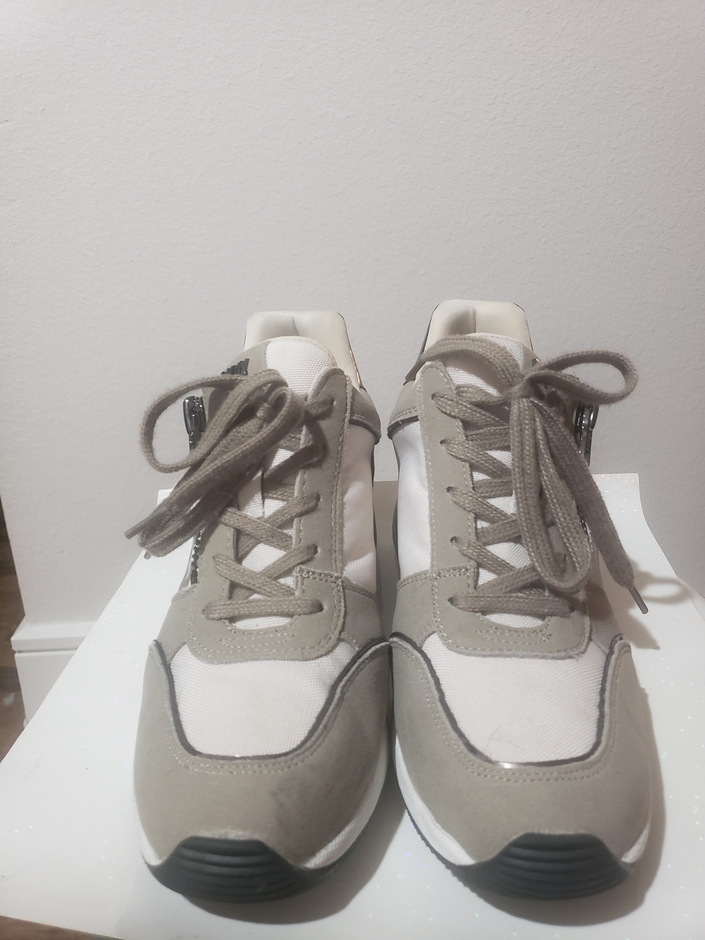 DKNY White and Light Gray Women's Sneakers